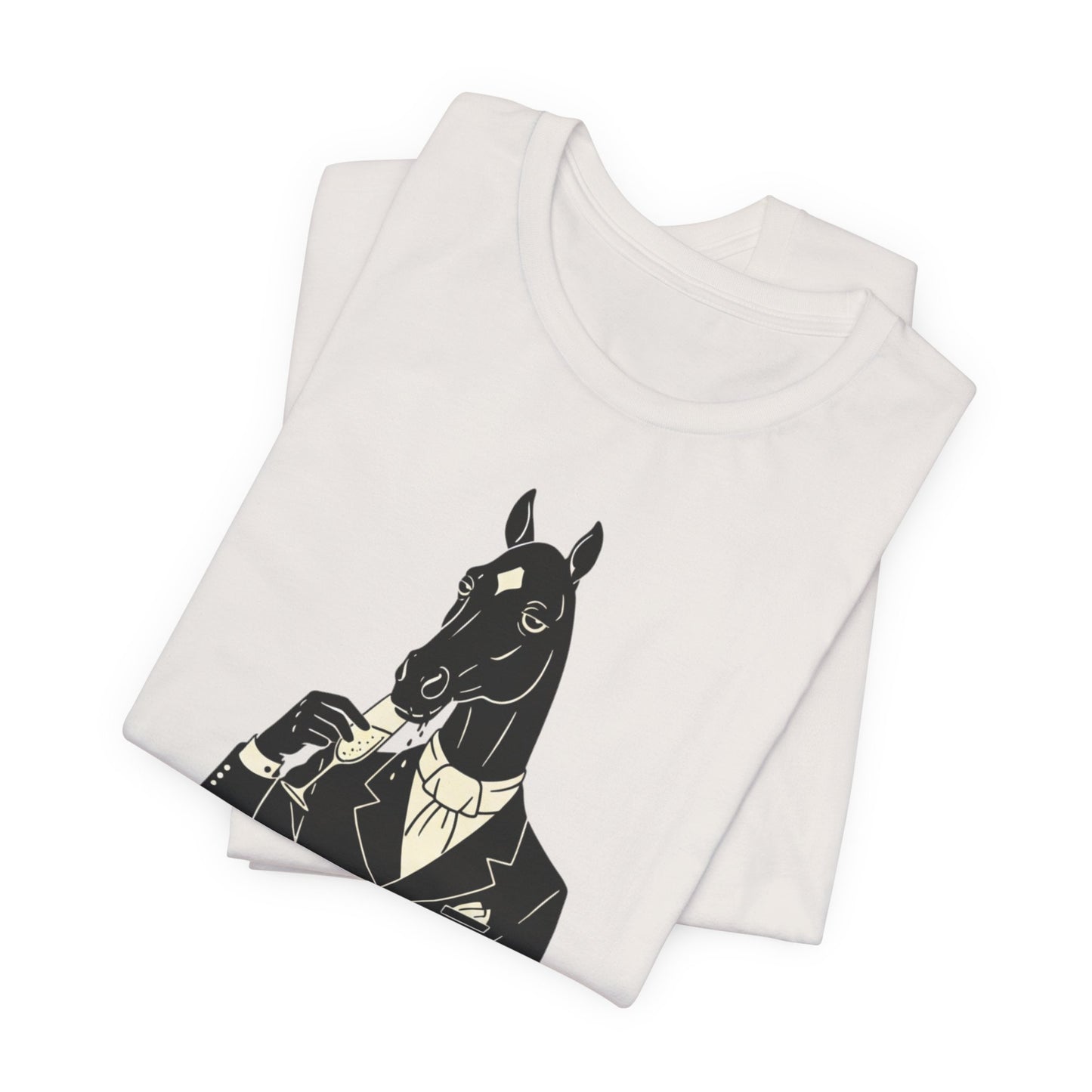 Horsehead Gentleman Tee — "Emotionally Supported by Horses and Alcohol" Graphic T-Shirt