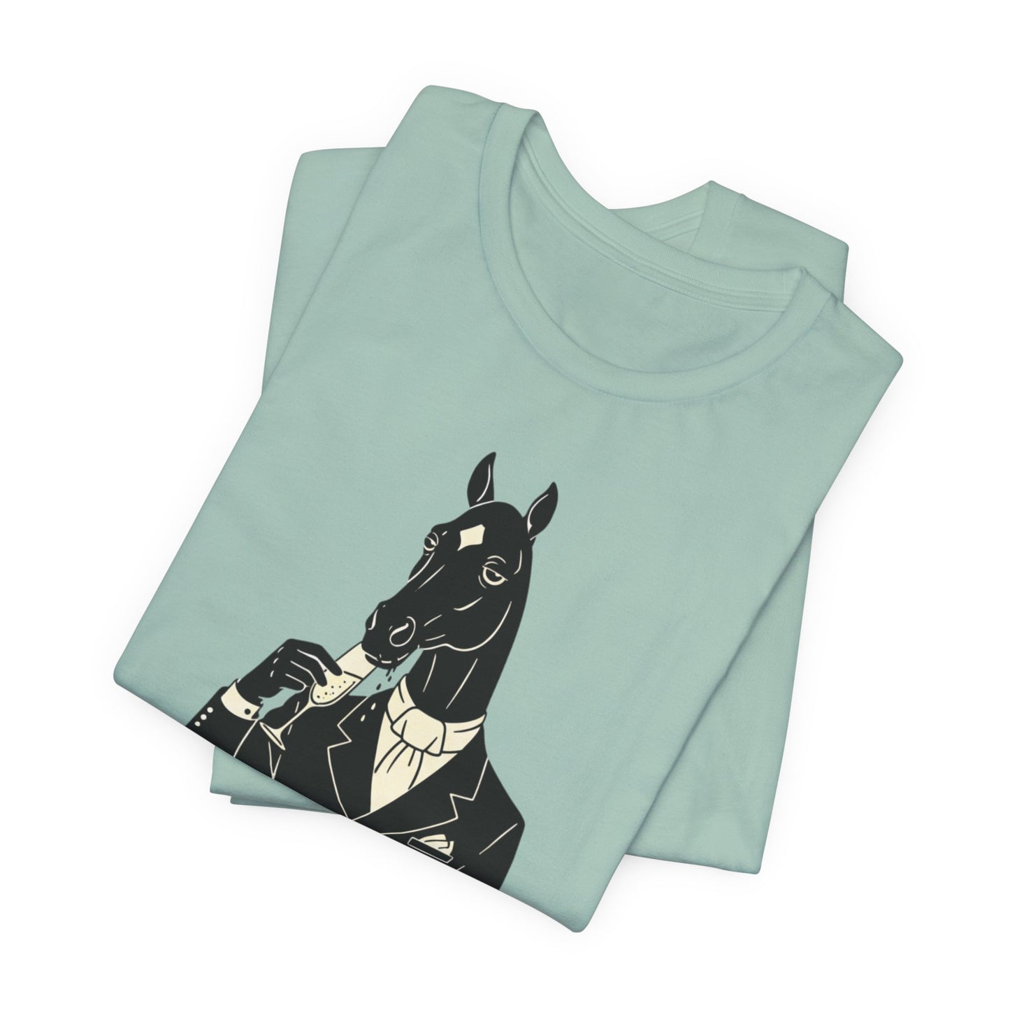 Horsehead Gentleman Tee — "Emotionally Supported by Horses and Alcohol" Graphic T-Shirt