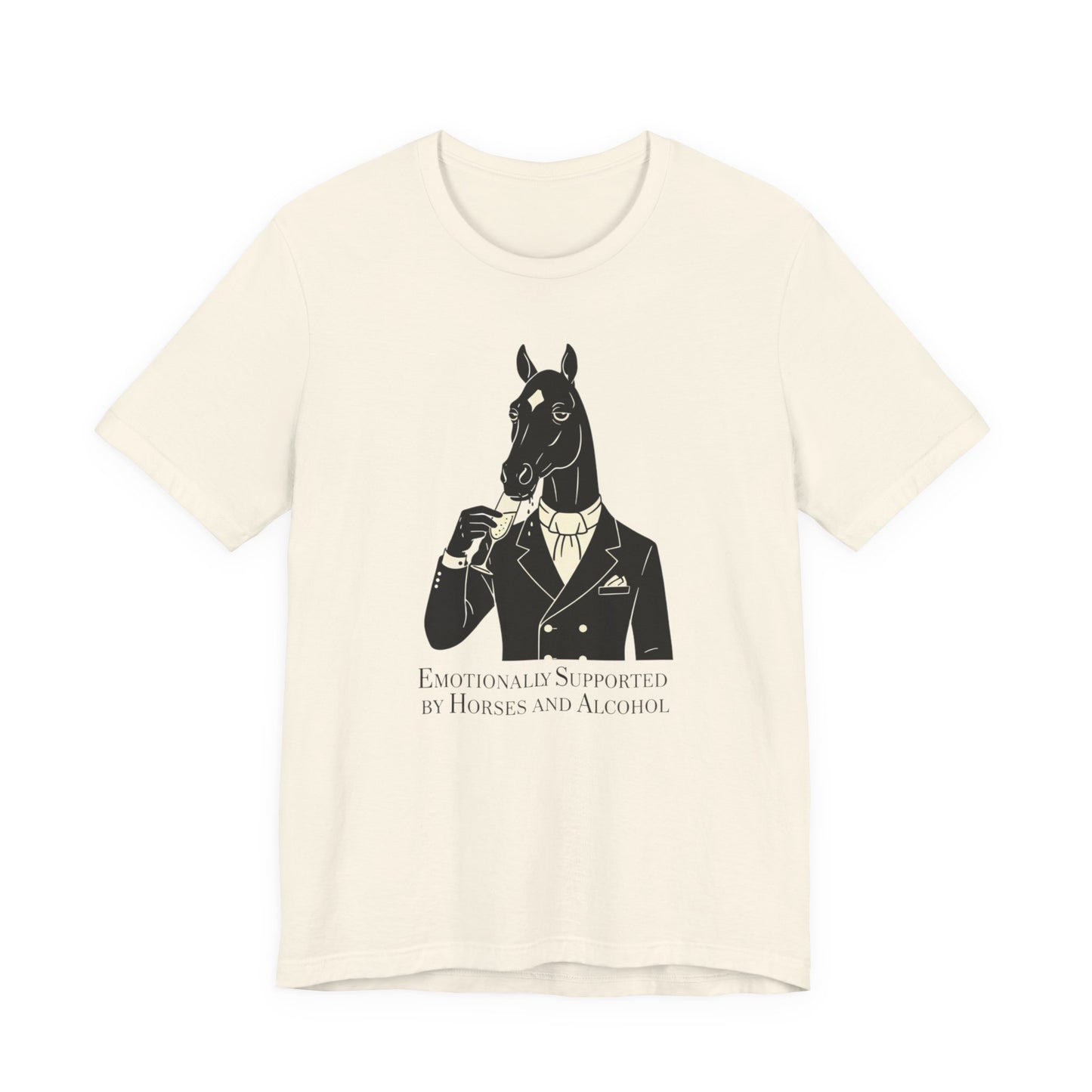 Horsehead Gentleman Tee — "Emotionally Supported by Horses and Alcohol" Graphic T-Shirt