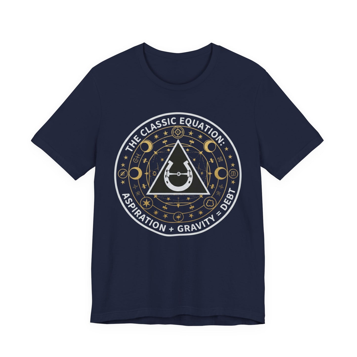 Classic Equation Tee — "Aspiration + Gravity = Debt" Astral Graphic T-Shirt