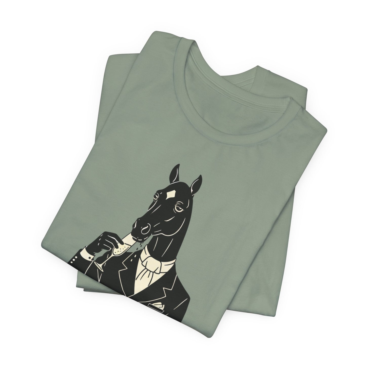 Horsehead Gentleman Tee — "Emotionally Supported by Horses and Alcohol" Graphic T-Shirt