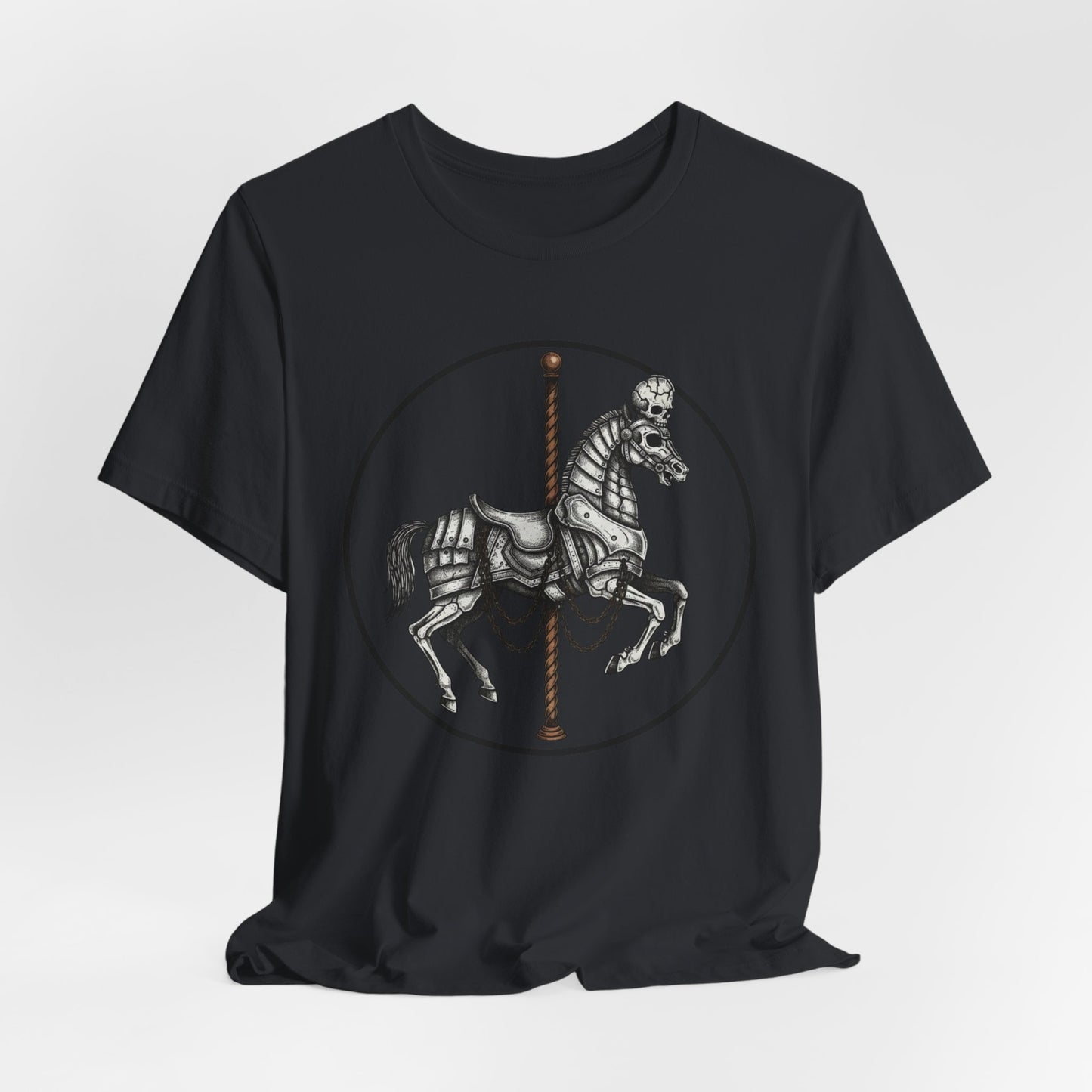Skeleton Carousel Horse T‑Shirt — Gothic Carousel Tee