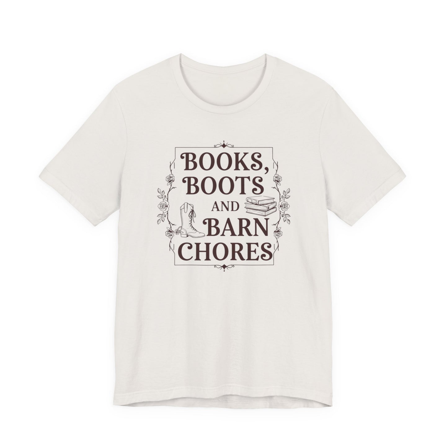 Books, Boots and Barn Chores Tee – Rustic Farmhouse Reading Shirt