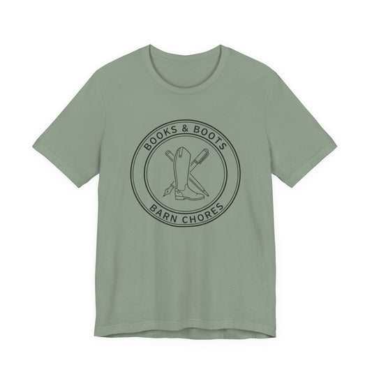 Books & Boots Tee — 'Barn Chores' Rustic Cowboy Graphic T-Shirt