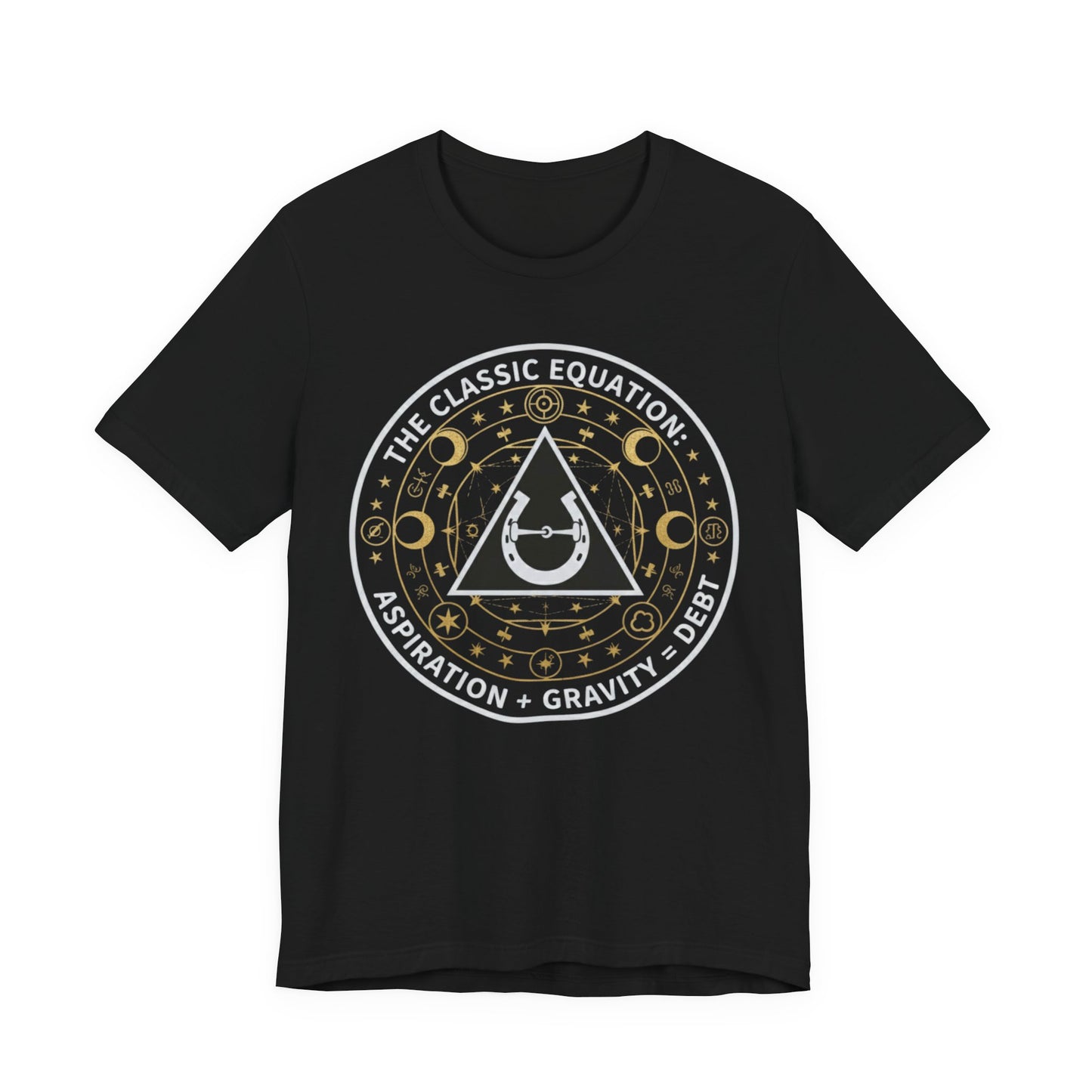 Classic Equation Tee — "Aspiration + Gravity = Debt" Astral Graphic T-Shirt