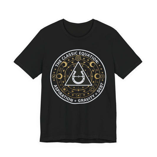 Classic Equation Tee — "Aspiration + Gravity = Debt" Astral Graphic T-Shirt