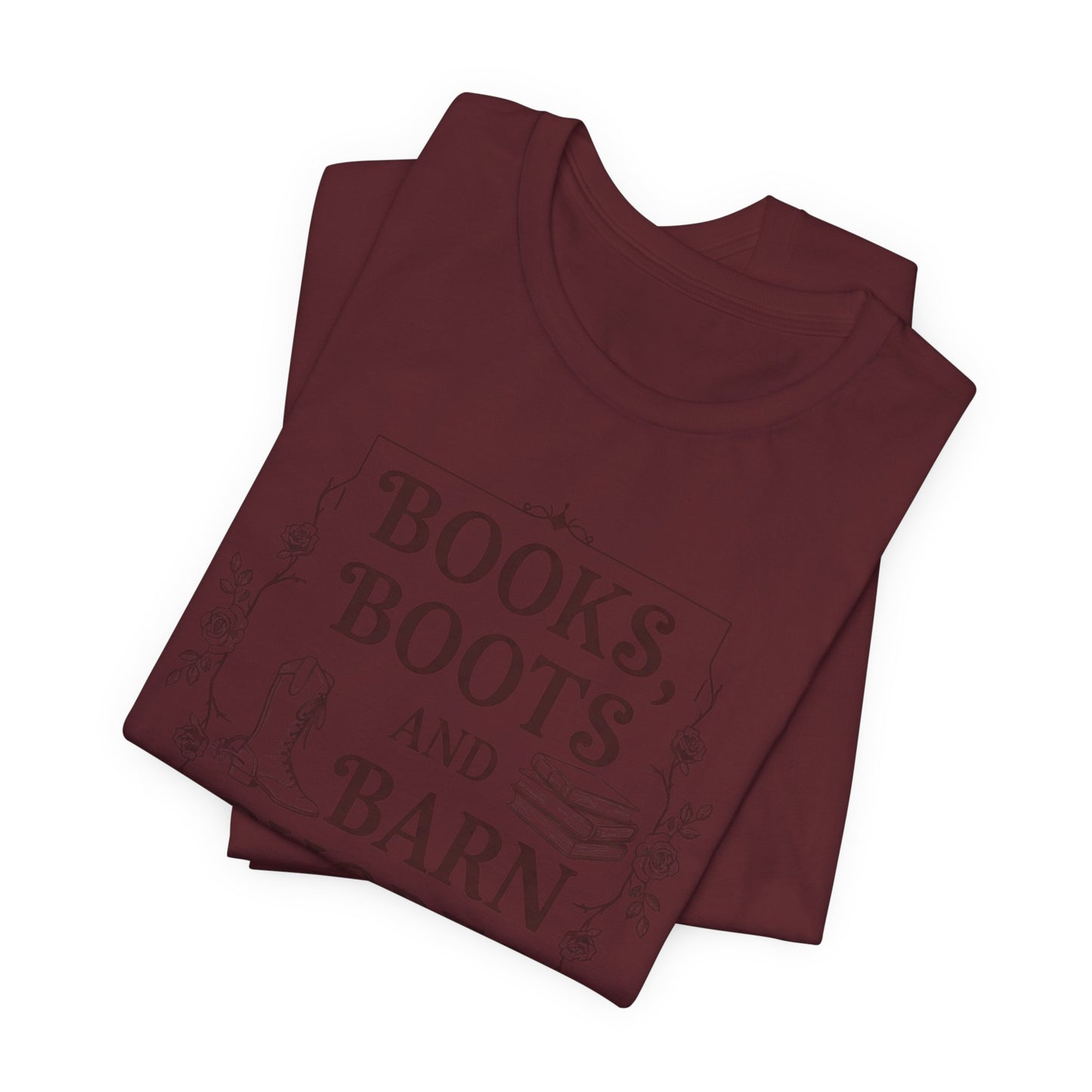 Books, Boots and Barn Chores Tee – Rustic Farmhouse Reading Shirt