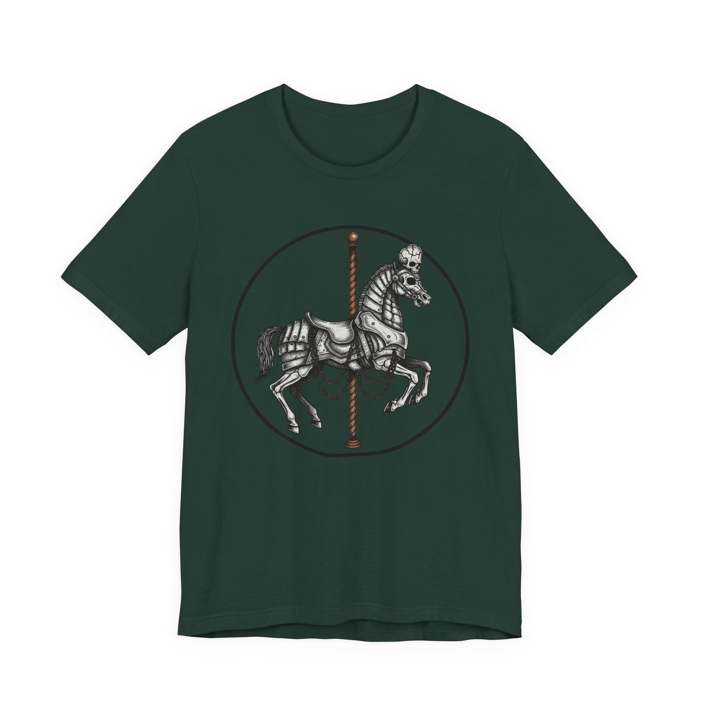 Skeleton Carousel Horse T‑Shirt — Gothic Carousel Tee