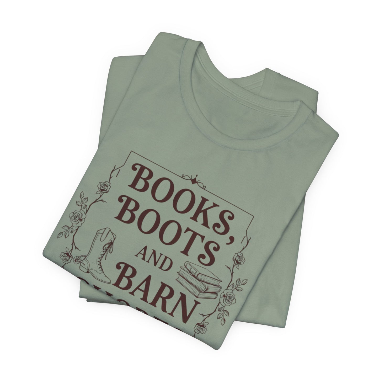 Books, Boots and Barn Chores Tee – Rustic Farmhouse Reading Shirt