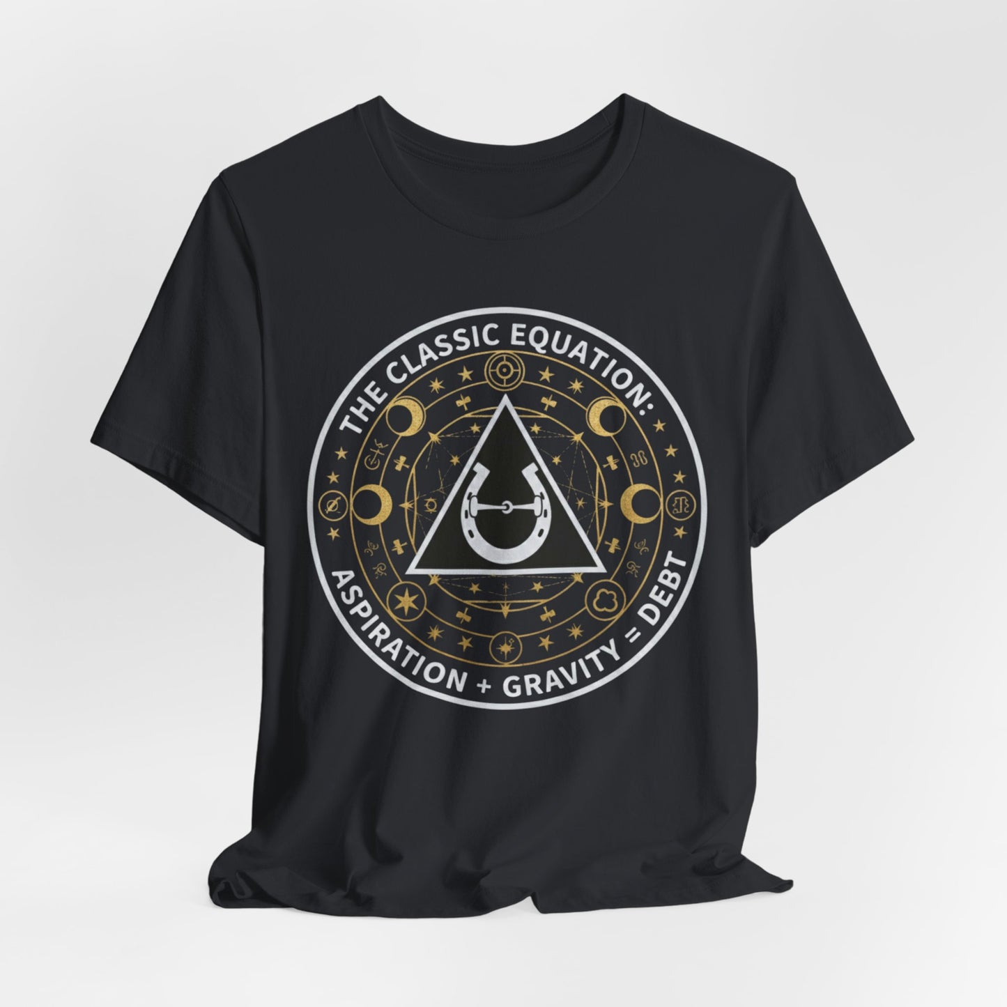 Classic Equation Tee — "Aspiration + Gravity = Debt" Astral Graphic T-Shirt