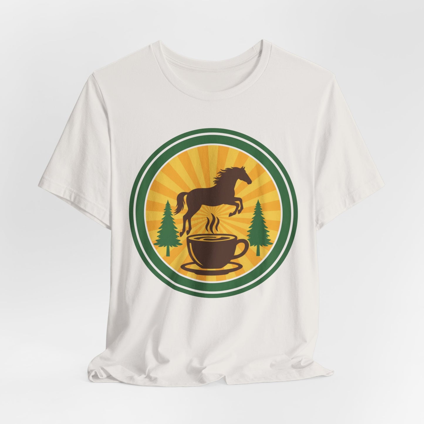 Coffee & Horse Graphic Tee — Rustic Equestrian Coffee Lover Shirt
