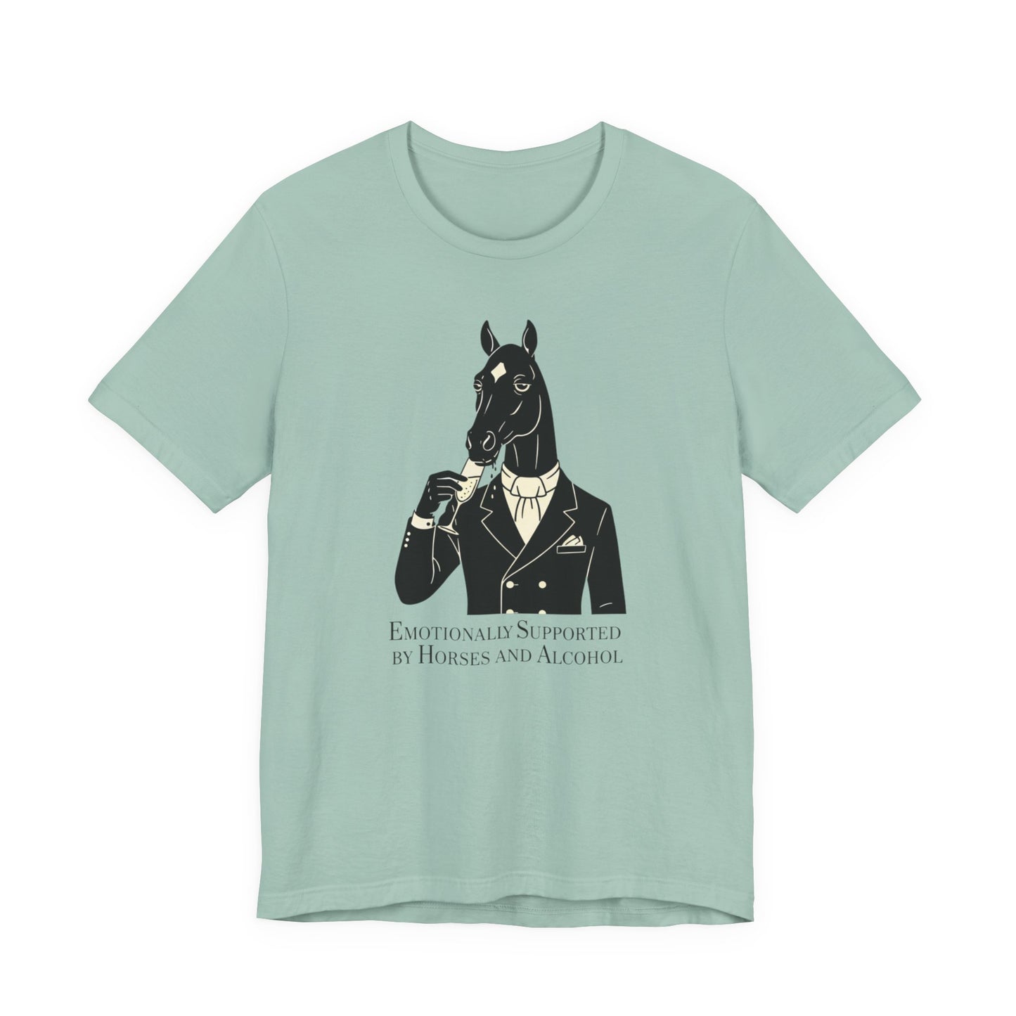 Horsehead Gentleman Tee — "Emotionally Supported by Horses and Alcohol" Graphic T-Shirt