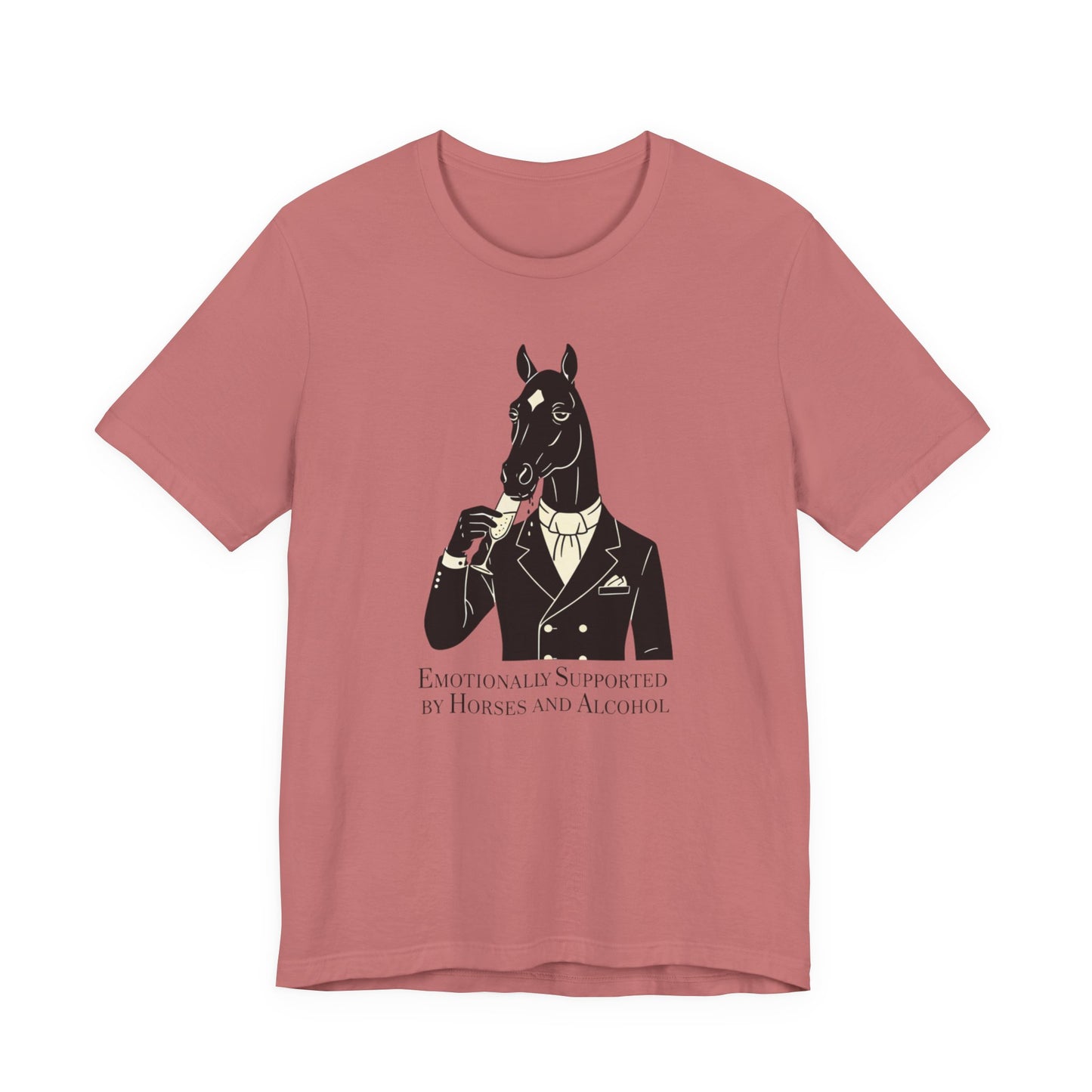 Horsehead Gentleman Tee — "Emotionally Supported by Horses and Alcohol" Graphic T-Shirt
