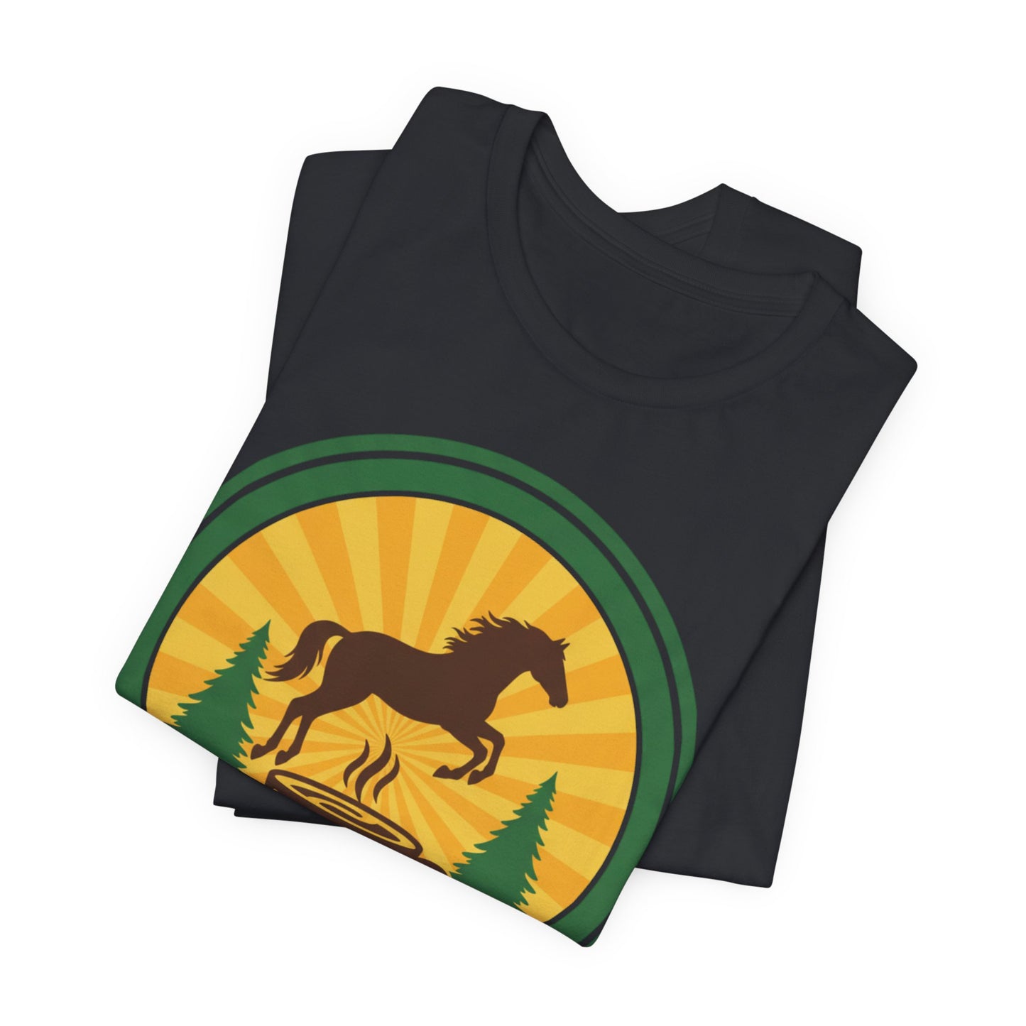 Coffee & Horse Graphic Tee — Rustic Equestrian Coffee Lover Shirt