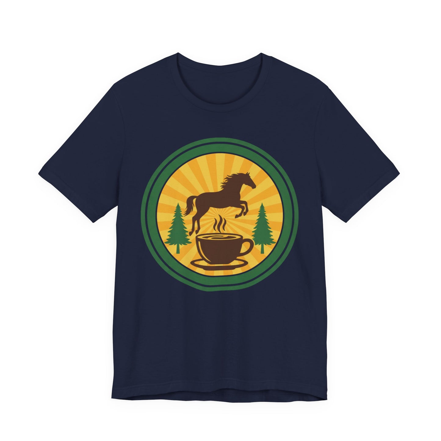 Coffee & Horse Graphic Tee — Rustic Equestrian Coffee Lover Shirt