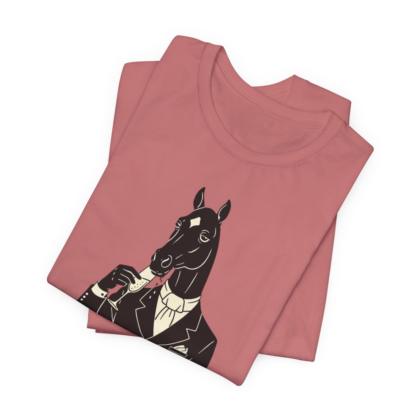 Horsehead Gentleman Tee — "Emotionally Supported by Horses and Alcohol" Graphic T-Shirt