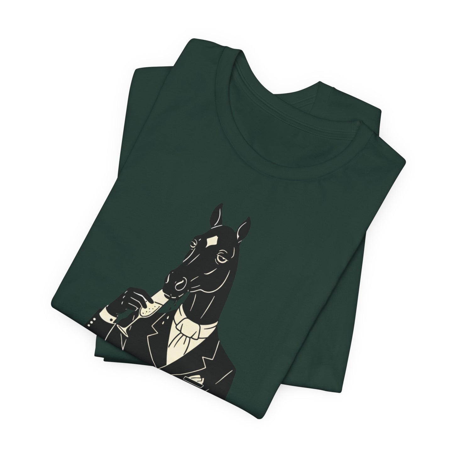 Horsehead Gentleman Tee — "Emotionally Supported by Horses and Alcohol" Graphic T-Shirt