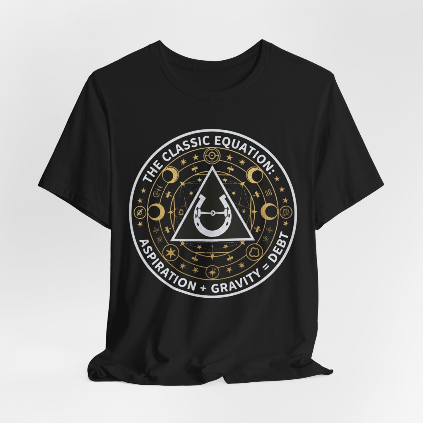 Classic Equation Tee — "Aspiration + Gravity = Debt" Astral Graphic T-Shirt