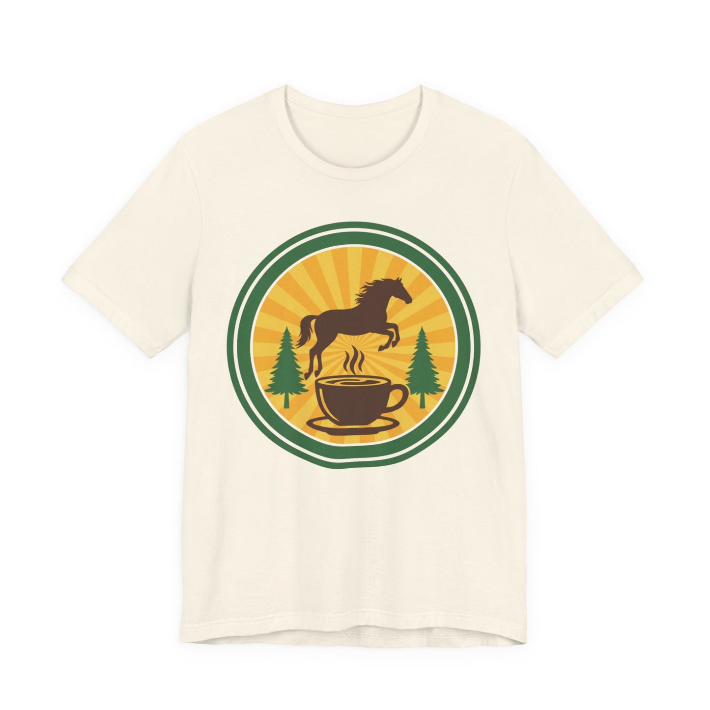 Coffee & Horse Graphic Tee — Rustic Equestrian Coffee Lover Shirt