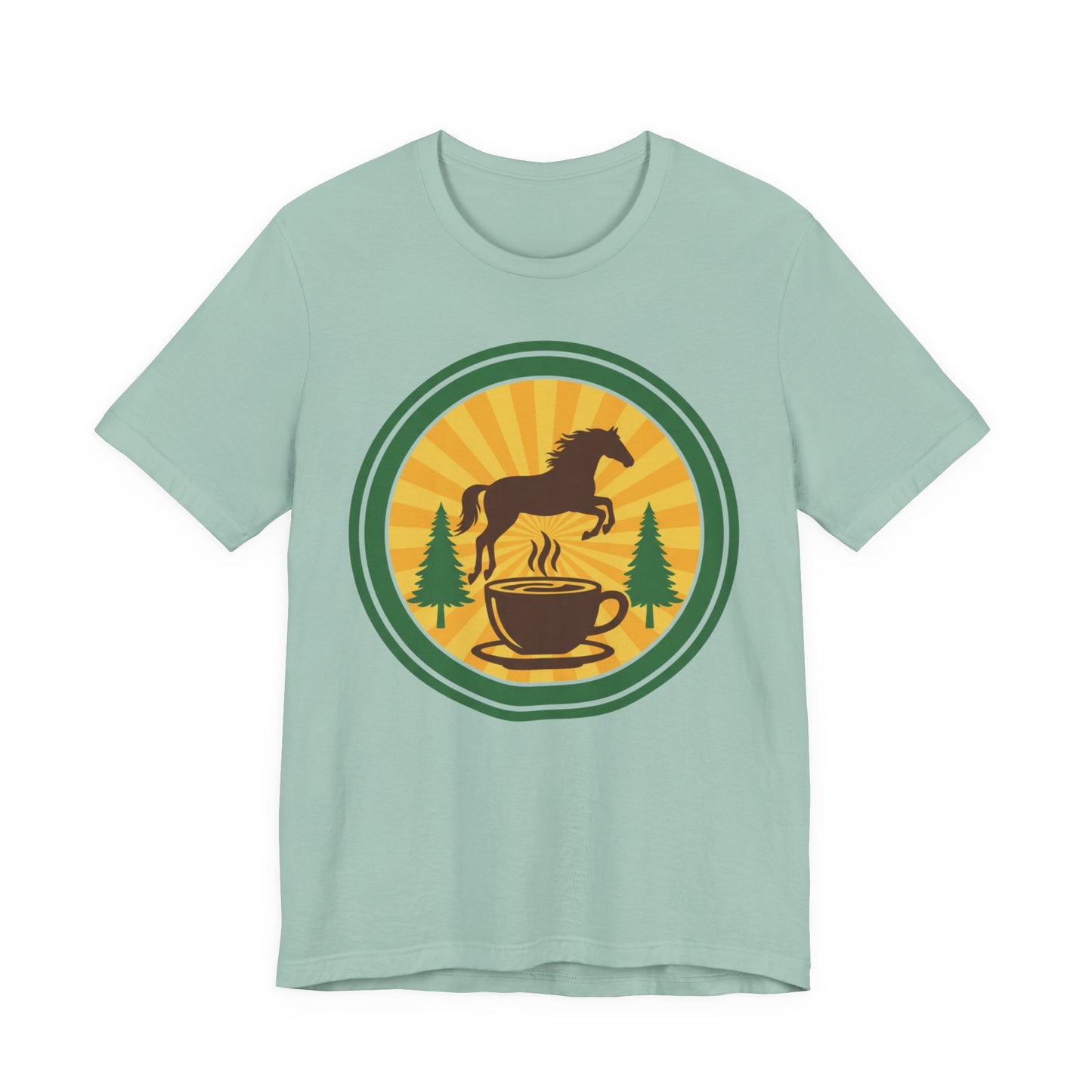 Coffee & Horse Graphic Tee — Rustic Equestrian Coffee Lover Shirt