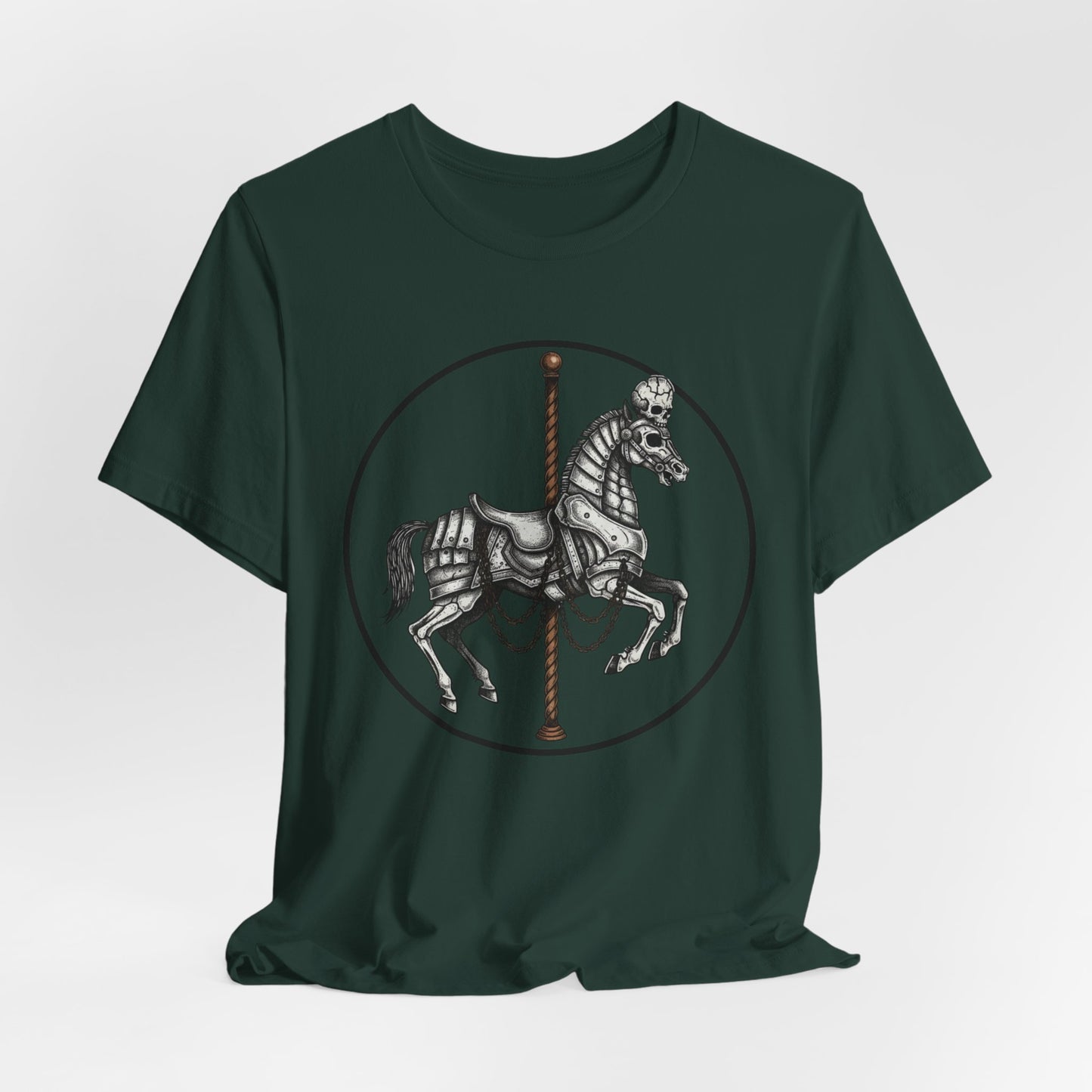 Skeleton Carousel Horse T‑Shirt — Gothic Carousel Tee