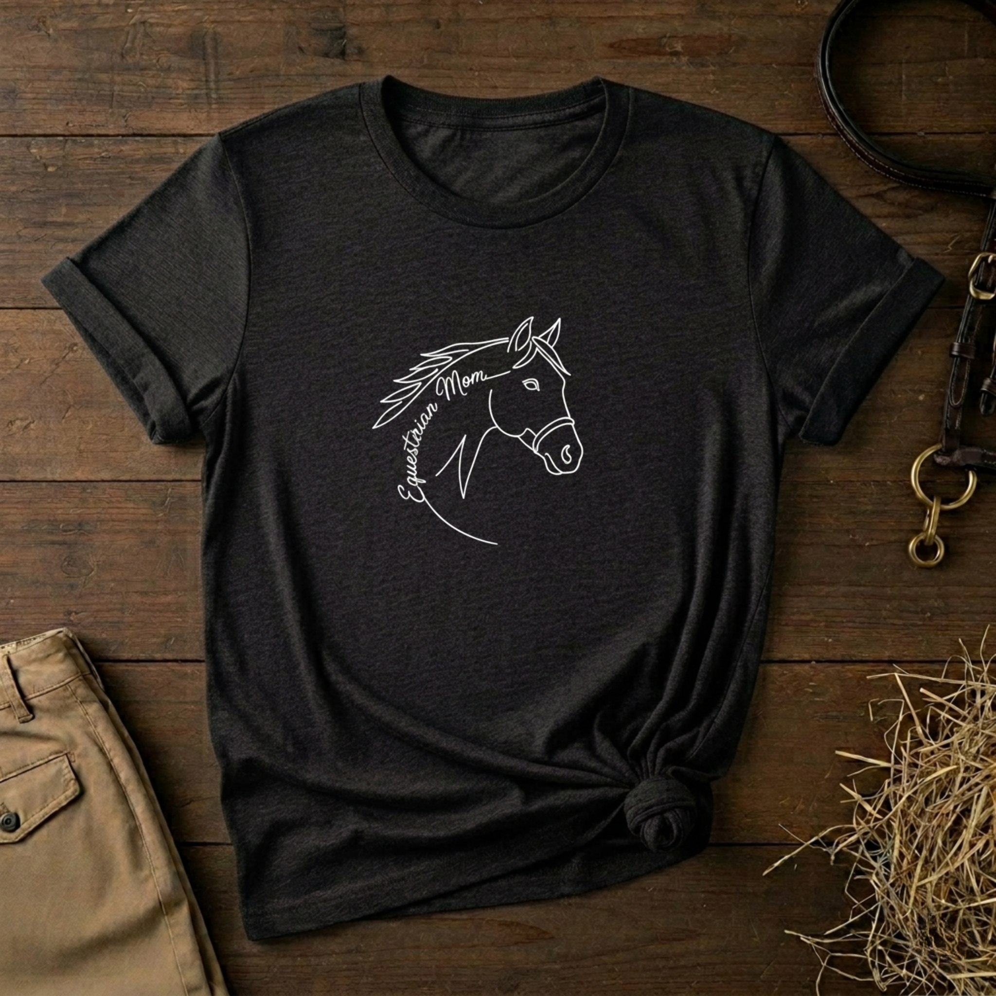 Equestrian Mom Horse Line Art Tee