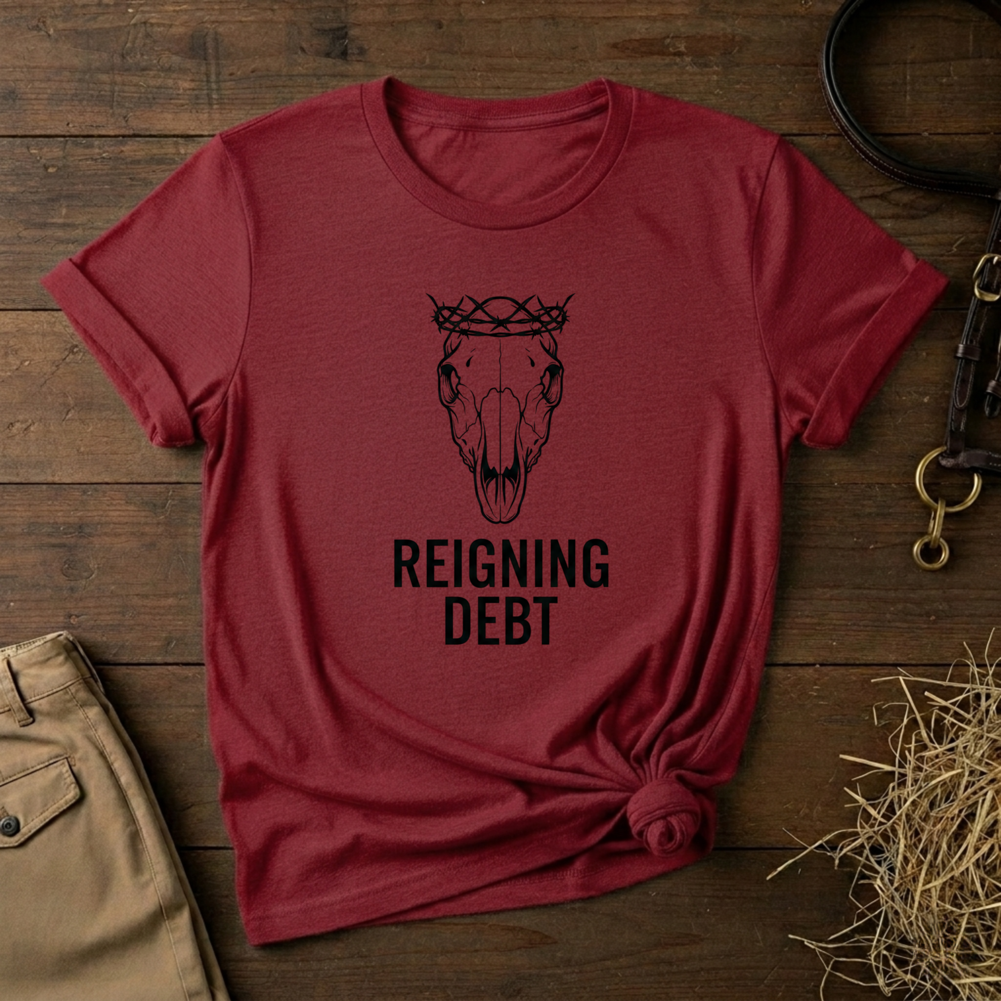 Reigning Debt Skull Crown Minimalist Graphic Tee