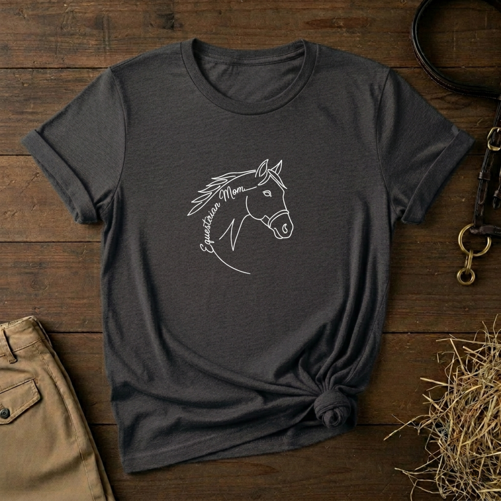 Equestrian Mom Horse Line Art Tee