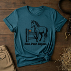 Ride. Pour. Repeat. Graphic Tee for Equestrians