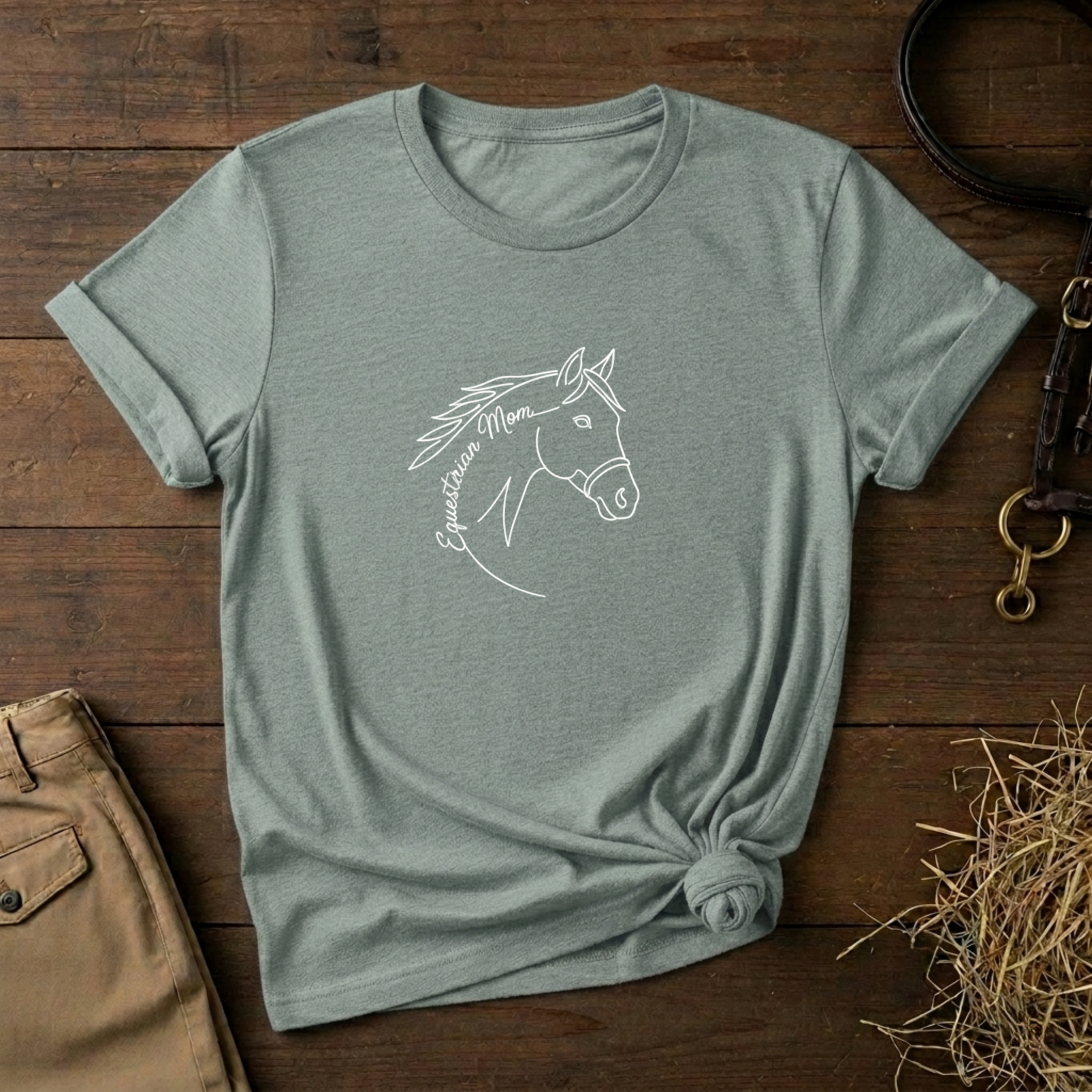 Equestrian Mom Horse Line Art Tee