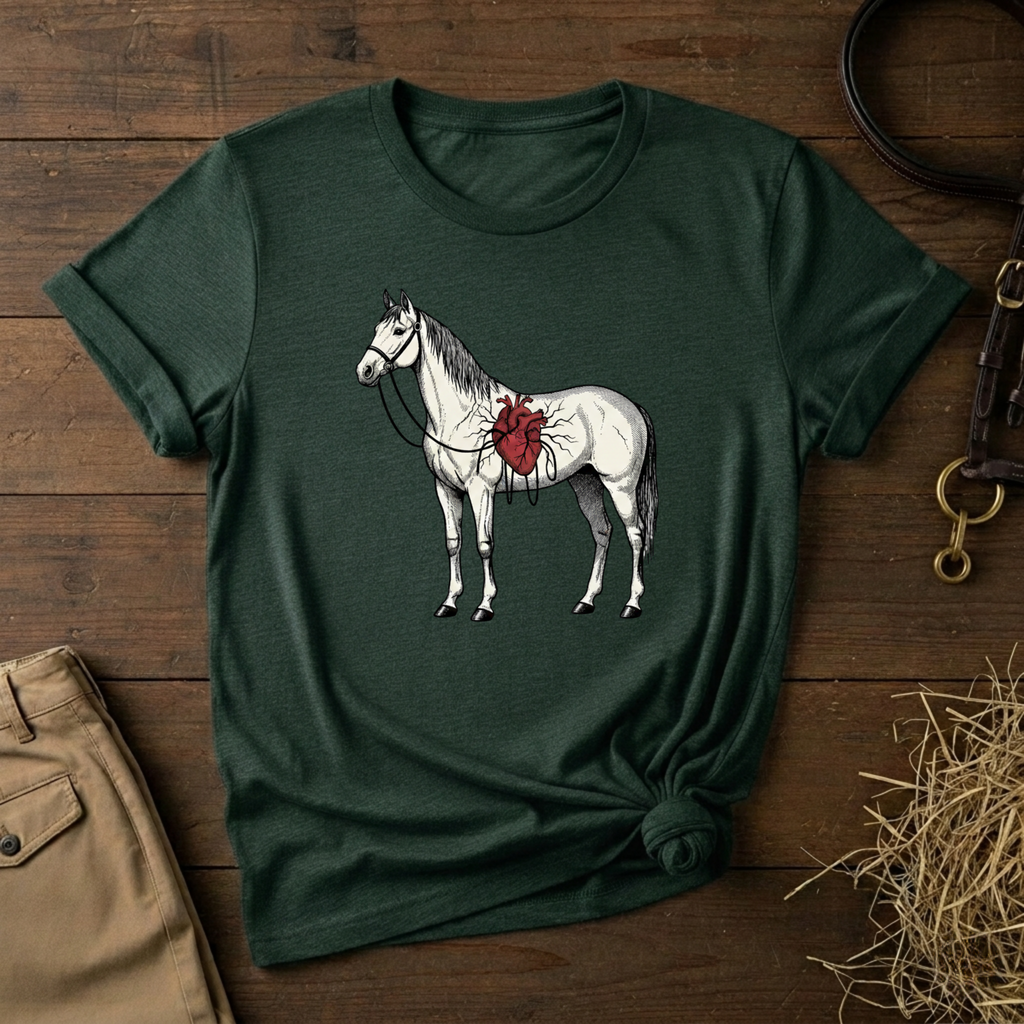 Illustrated Stallion with Heart Graphic