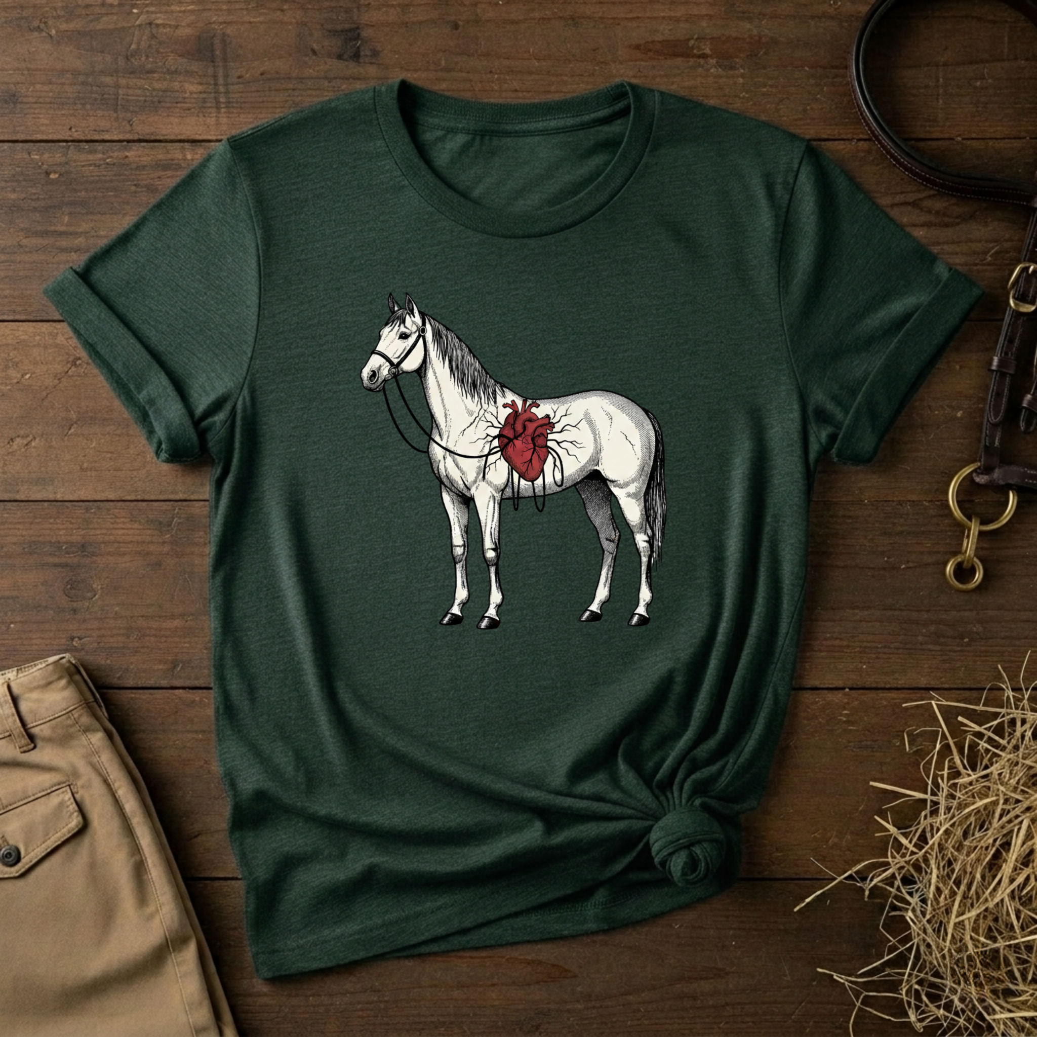 Illustrated Stallion with Heart Graphic