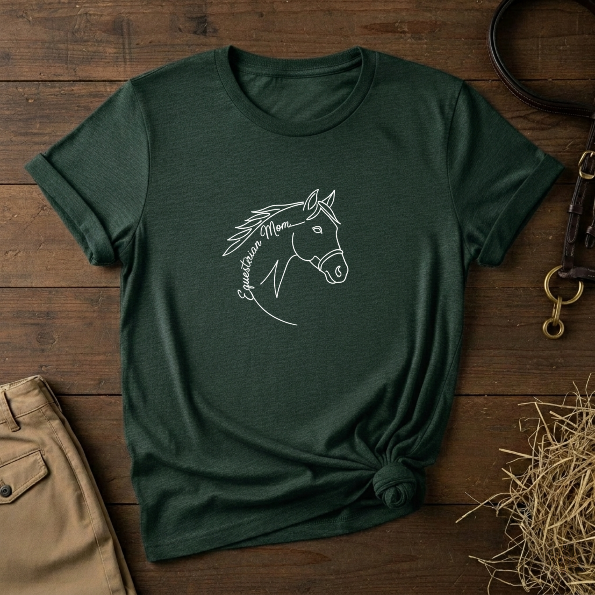 Equestrian Mom Horse Line Art Tee