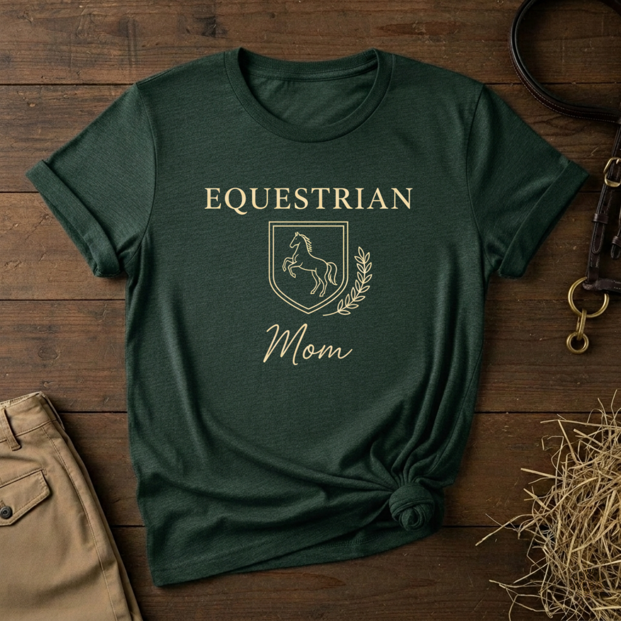 Vintage Crest Horse Rider Shirt for Equestrian Moms