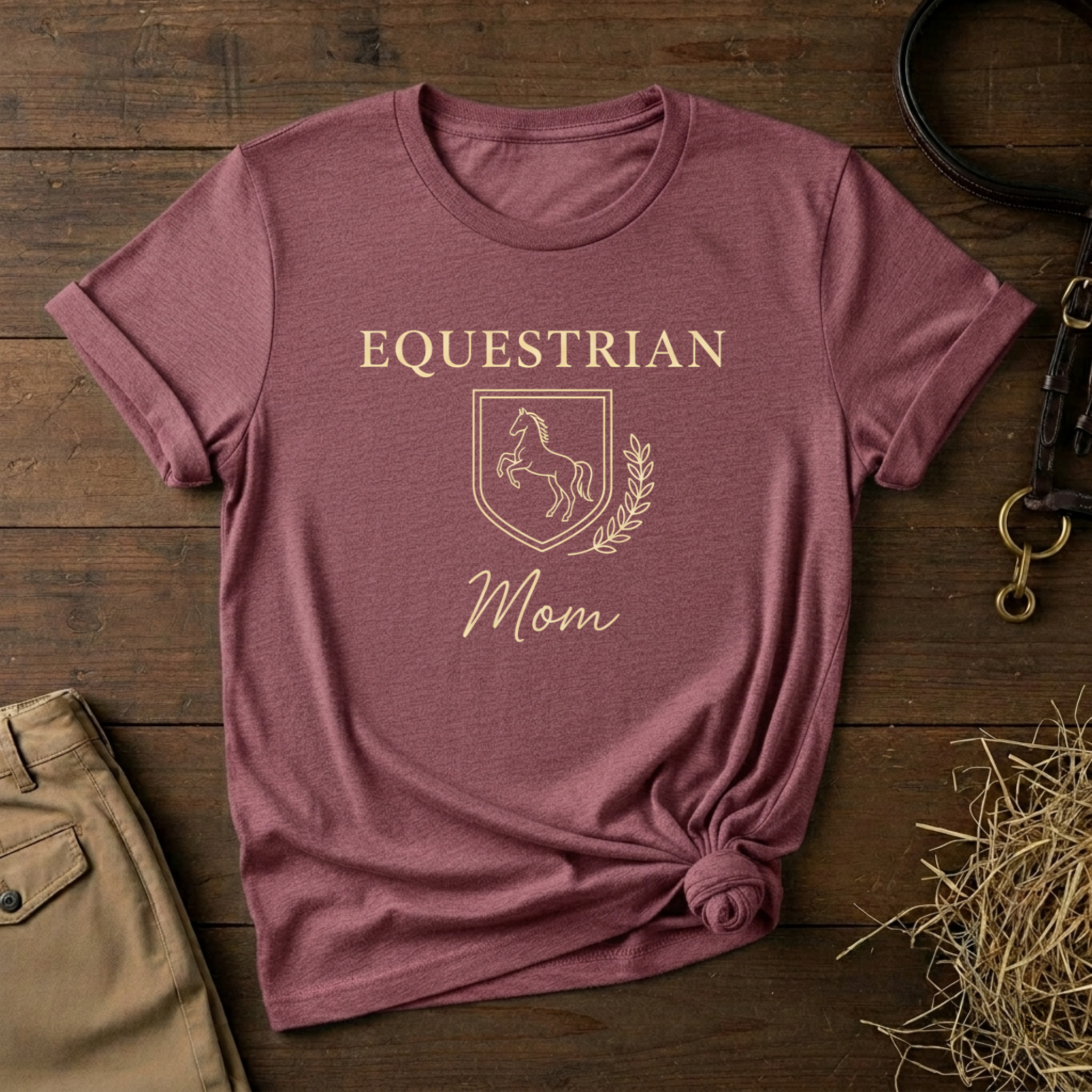 Vintage Crest Horse Rider Shirt for Equestrian Moms