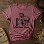 Ride. Pour. Repeat. Graphic Tee for Equestrians