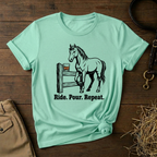 Ride. Pour. Repeat. Graphic Tee for Equestrians