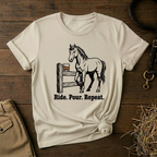 Ride. Pour. Repeat. Graphic Tee for Equestrians