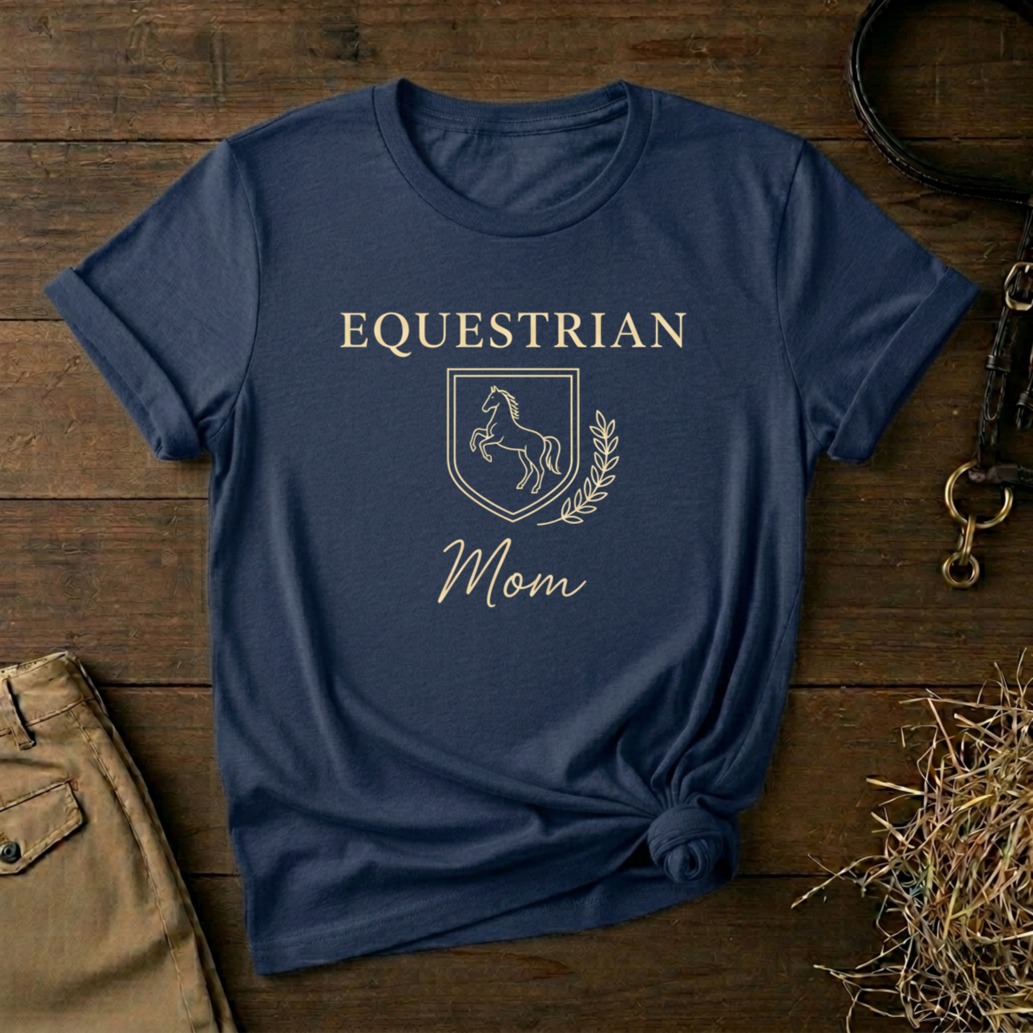 Vintage Crest Horse Rider Shirt for Equestrian Moms