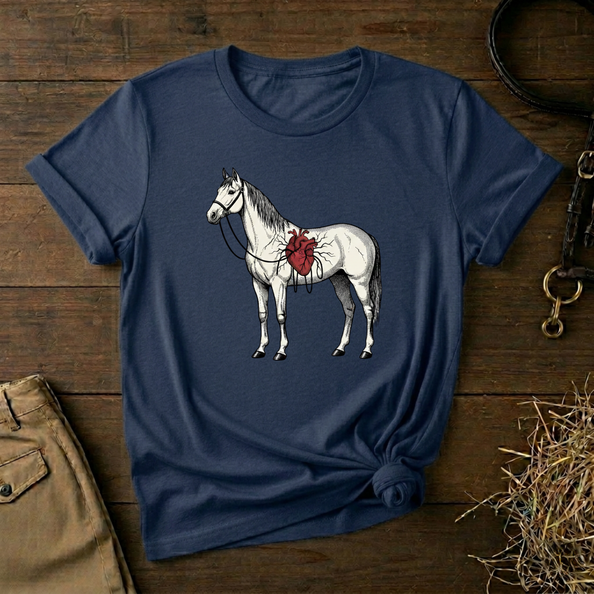 Illustrated Stallion with Heart Graphic