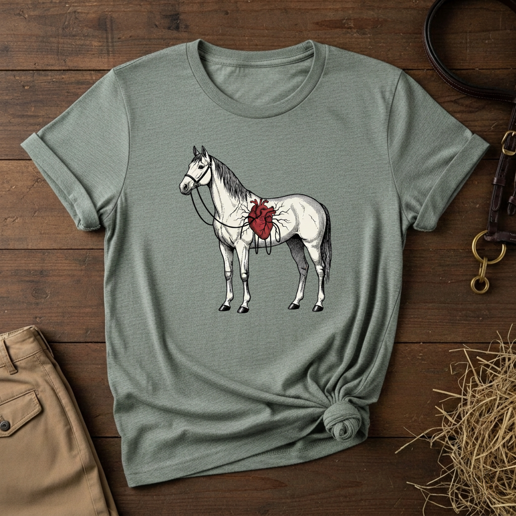Illustrated Stallion with Heart Graphic