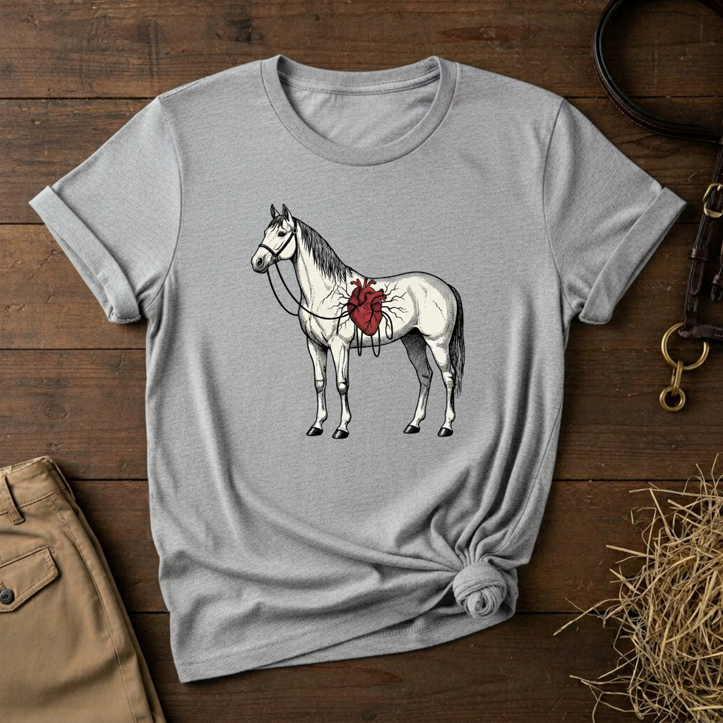 Illustrated Stallion with Heart Graphic