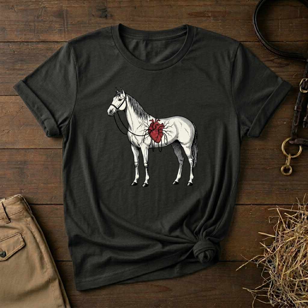 Illustrated Stallion with Heart Graphic