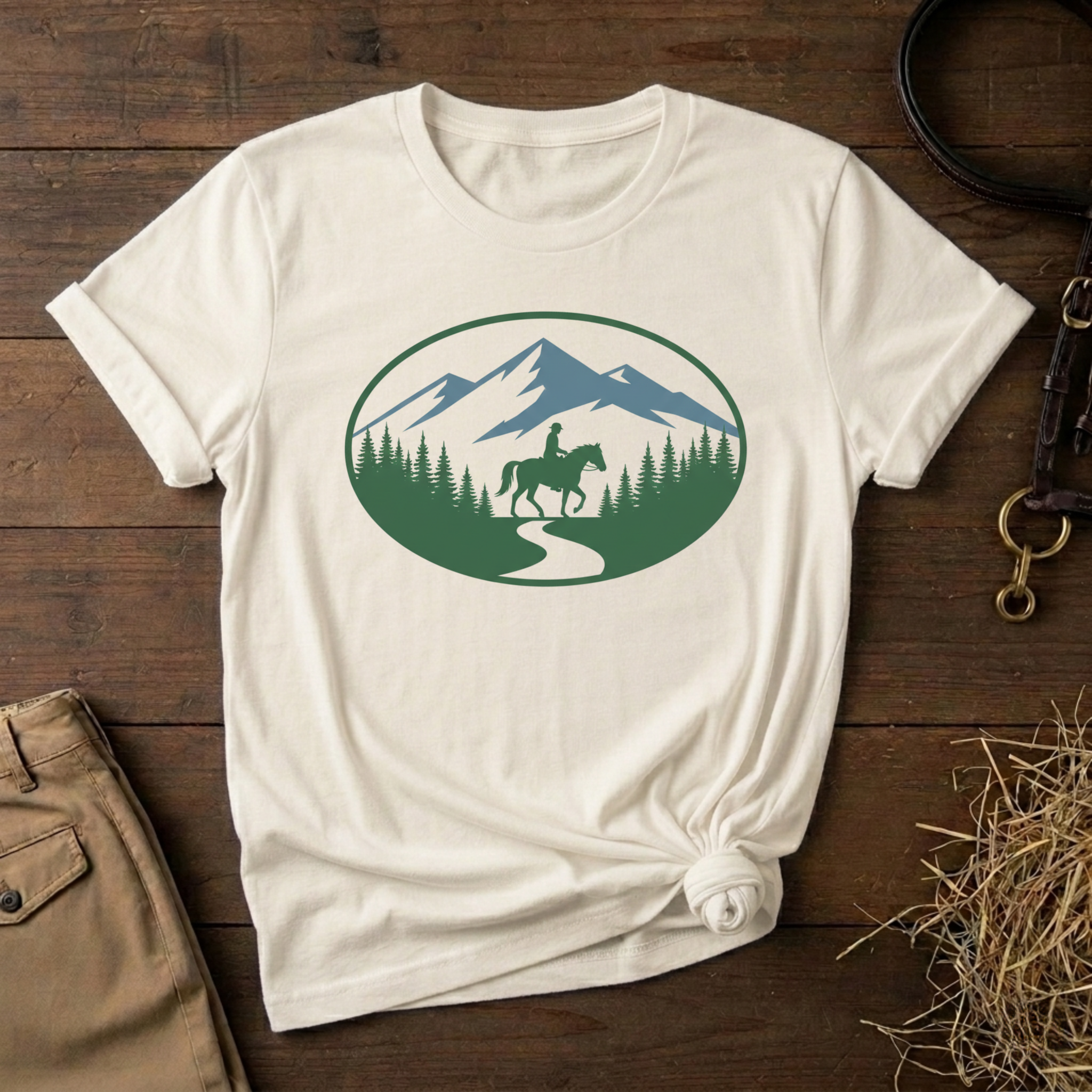 Horseback Rider Silhouette Outdoor Tee