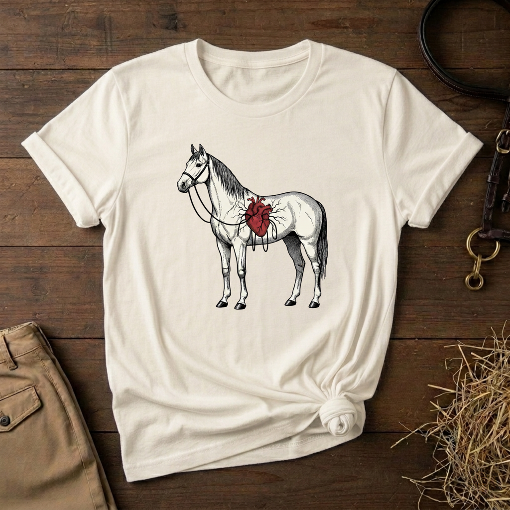 Illustrated Stallion with Heart Graphic