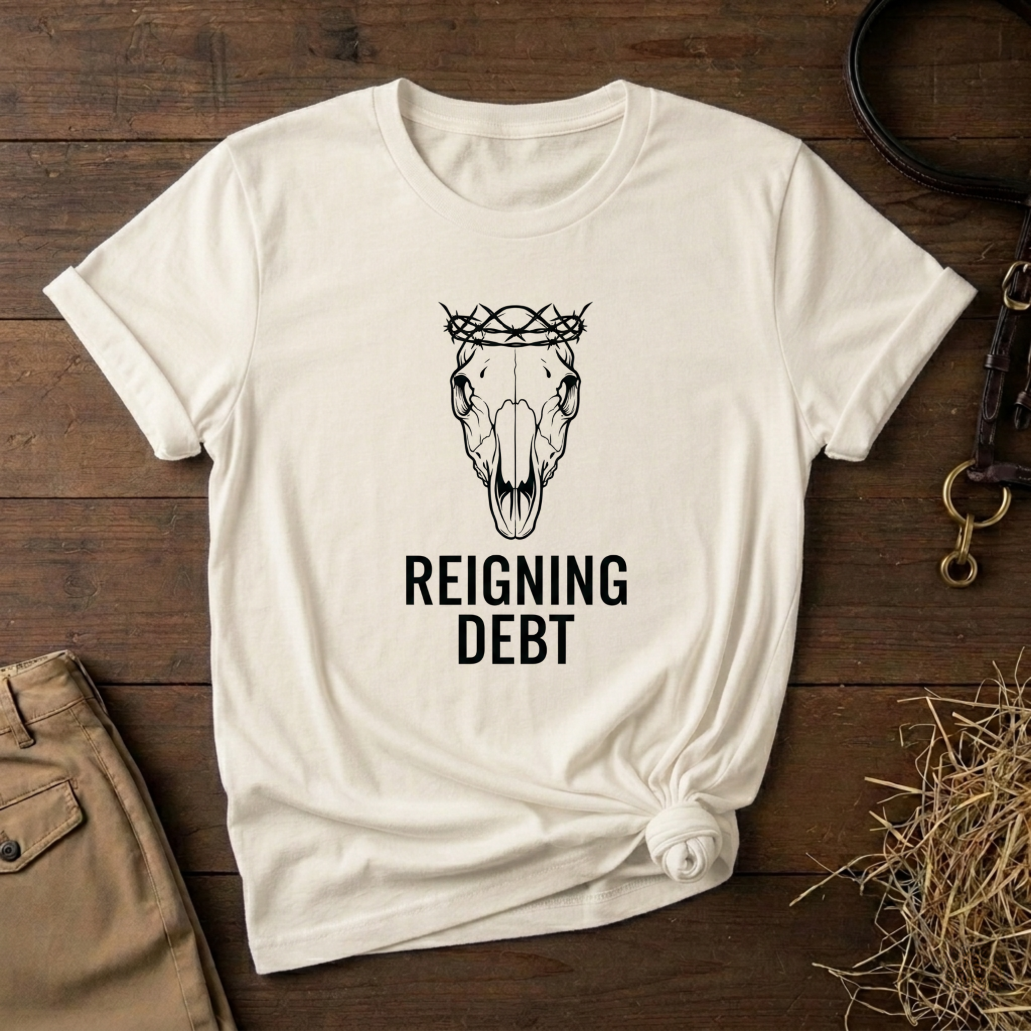Reigning Debt Skull Crown Minimalist Graphic Tee
